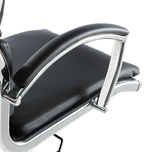 Image of Alera® Neratoli High-Back Slim Profile Chair, Faux Leather, 275 Lb Cap, 17.32" To 21.25" Seat Height, Black Seat/Back, Chrome