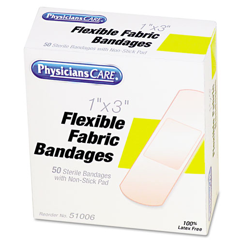 PhysiciansCare® by First Aid Only® First Aid Fabric Bandages, 1" x 3", 50/Box