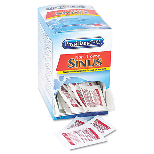 PhysiciansCare® Sinus Decongestant Congestion Medication, 10mg, One Tablet/Pack, 50 Packs/Box