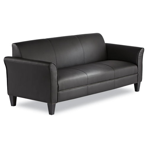 Image of Alera® Reception Lounge Furniture, 3-Cushion Sofa, 77W X 31.5D X 32H, Black