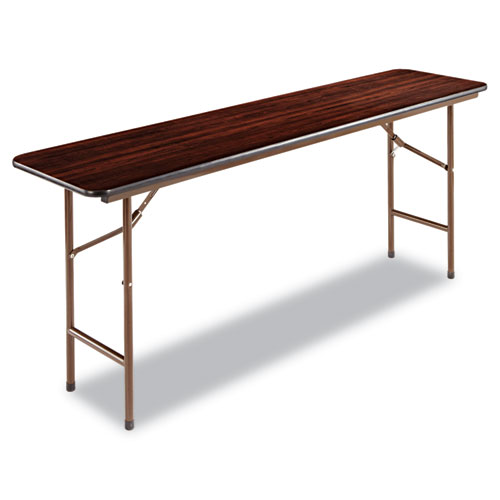 Image of Alera® Wood Folding Table, Rectangular, 71.88W X 17.75D X 29.13H, Mahogany