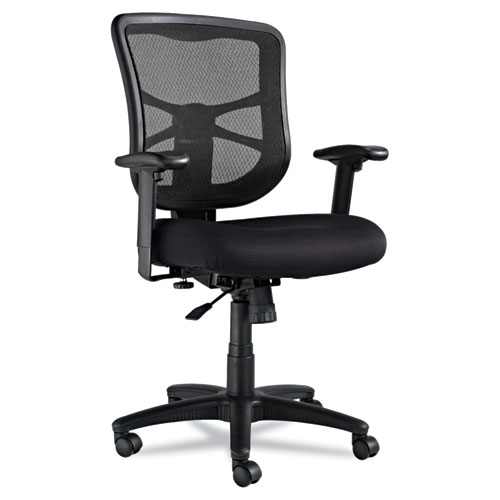 Alera Elusion Series Mesh Mid-Back Swivel/Tilt Chair, Supports up to 275 lbs., Black Seat/Black Back, Black Base | by Plexsupply
