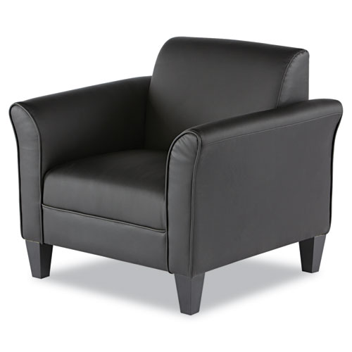 Image of Alera® Reception Lounge Sofa Series Club Chair, 35.43" X 30.7" X 32.28", Black Seat, Black Back, Black Base