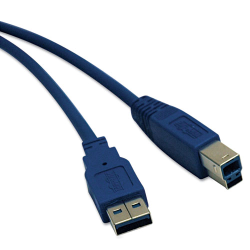 USB 3.0 SUPERSPEED DEVICE CABLE (A-B M/M), 10 FT., BLUE