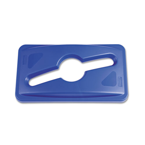Image of Slim Jim Single Stream Recycling Top for Slim Jim Containers, 12.1w x 21d x 2.75h, Blue