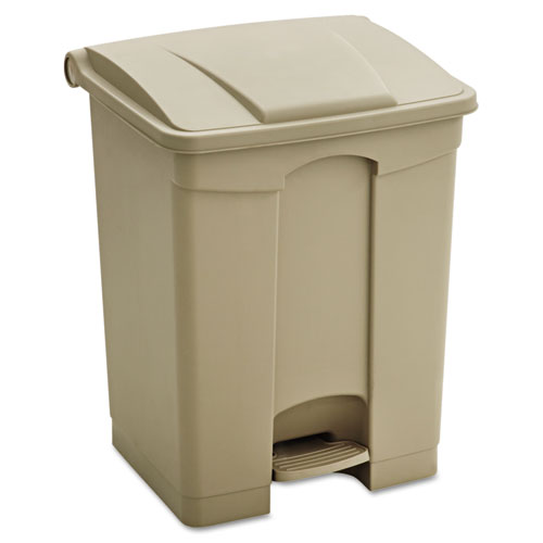 Safco® Large Capacity Plastic Step-On Receptacle, 17 gal, Plastic, Tan