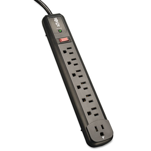 Protect It! Surge Protector, 7 AC Outlets, 4 ft Cord, 1,080 J, Black