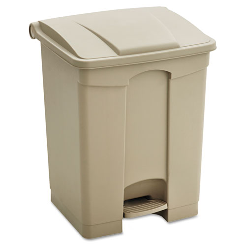 Safco® Large Capacity Plastic Step-On Receptacle, 23 gal, Plastic, Tan