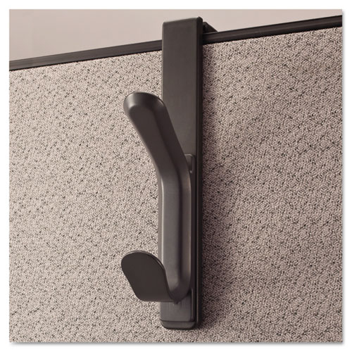 Recycled Cubicle Double Coat Hook, Plastic, Charcoal | by Plexsupply