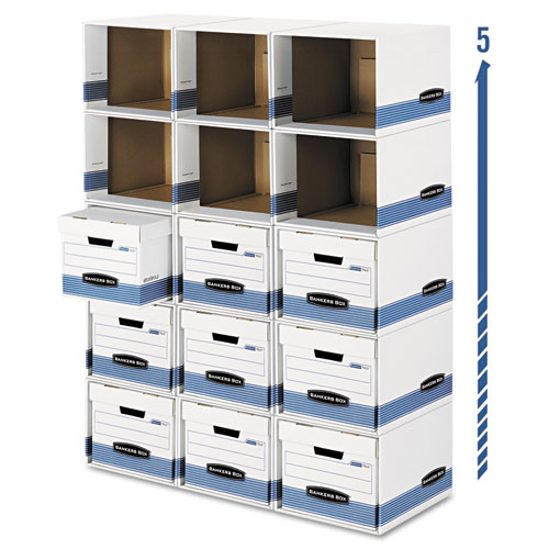 File/Cube Box Shell, Legal/Letter, 23.75 x 19.75, White/Blue, 6/Carton
