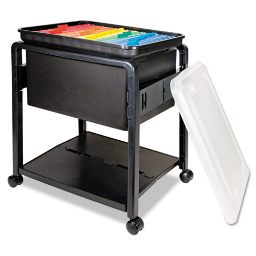 FOLDING MOBILE FILE CART, 14.5W X 18.5D X 21.75H, CLEAR/BLACK