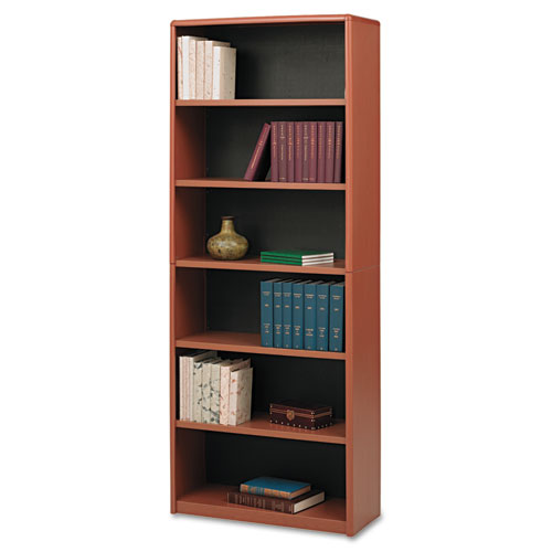 Value Mate Series Metal Bookcase, Six-Shelf, 31-3/4w X 13-1/2d X 80h, Cherry