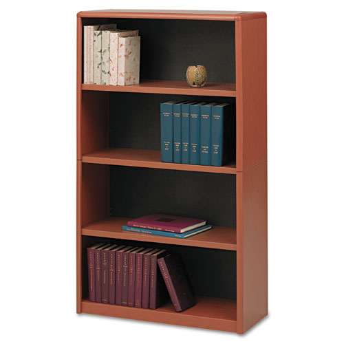 Value Mate Series Metal Bookcase, Four-Shelf, 31-3/4w X 13-1/2d X 54h, Cherry