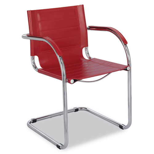 FLAUNT SERIES GUEST CHAIR, 21.5" X 23" X 31.75", RED SEAT/RED BACK, CHROME BASE