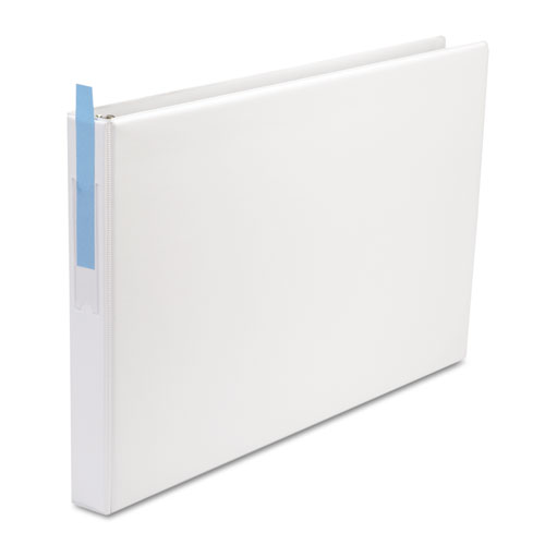 Ledger-Size Round Ring Binder with Label Holder, 3 Rings, 1" Capacity, 11 x 17, White | by Plexsupply
