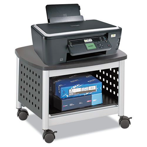 Image of Scoot Under-Desk Printer Stand, Metal, 2 Shelves, 100 lb Capacity, 20.25" x 16.5" x 14.5", Black/Silver