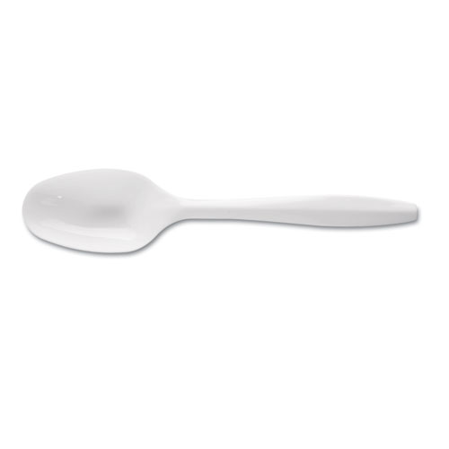 Plastic Cutlery, Mediumweight Teaspoons, White, 1,000/Carton