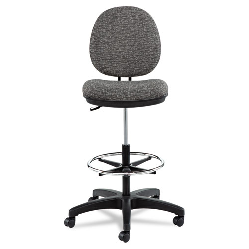 Image of Alera® Interval Series Swivel Task Stool, Supports 275 Lb, 23.93" To 34.53" Seat Height, Graphite Gray Seat/Back, Black Base