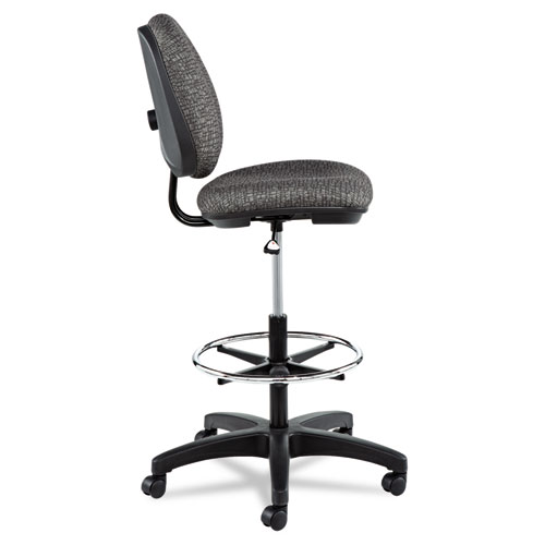 Alera Interval Series Swivel Task Stool, Supports 275 lb, 23.93" to 34.53" Seat Height, Graphite Gray Seat/Back, Black Base