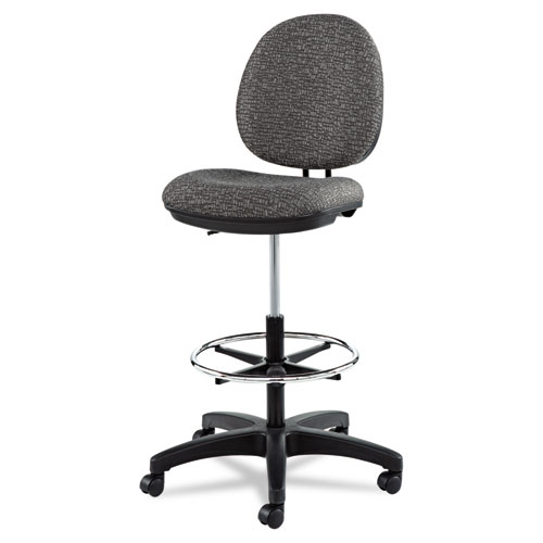 Image of Alera Interval Series Swivel Task Stool, Supports 275 lb, 23.93" to 34.53" Seat Height, Graphite Gray Seat/Back, Black Base