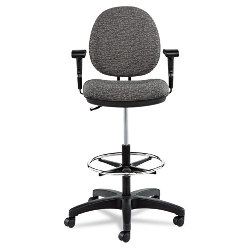 Image of Alera® Interval Series Swivel Task Stool, Supports 275 Lb, 23.93" To 34.53" Seat Height, Graphite Gray Seat/Back, Black Base