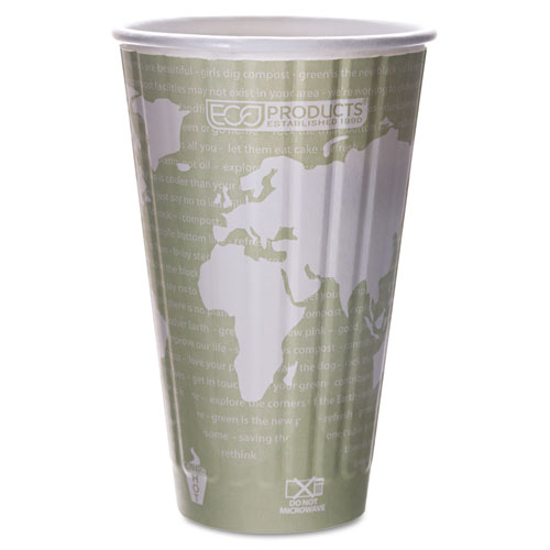 Image of Eco-Products® World Art Renewable And Compostable Insulated Hot Cups, Pla, 16 Oz, 40/Packs, 15 Packs/Carton