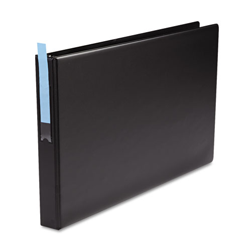 LEDGER-SIZE ROUND RING BINDER WITH LABEL HOLDER, 3 RINGS, 1" CAPACITY, 11 X 17, BLACK