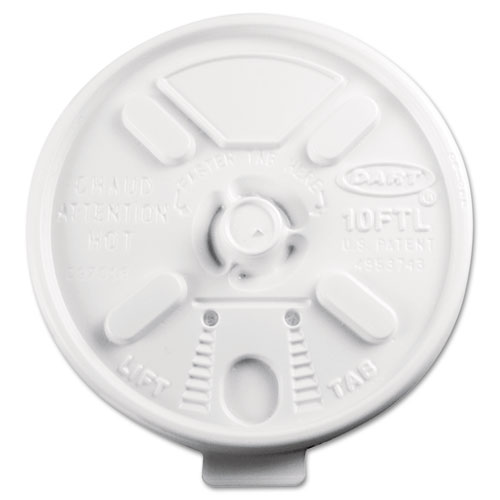 Image of Lift n' Lock Plastic Hot Cup Lids, Fits 10 oz Cups, White, 1,000/Carton