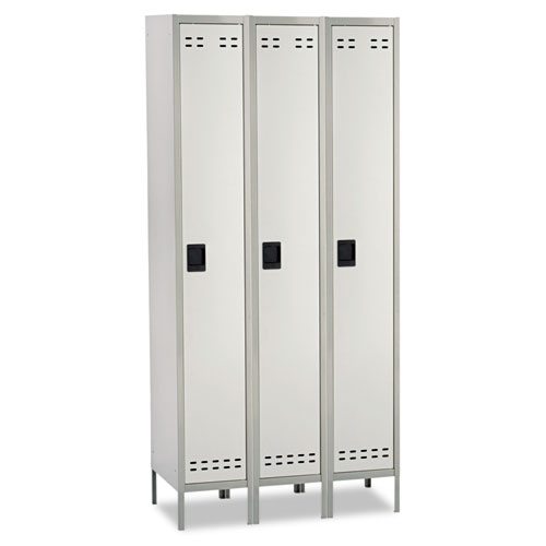 Single-Tier, Three-Column Locker, 36w x 18d x 78h, Two-Tone Gray | by Plexsupply