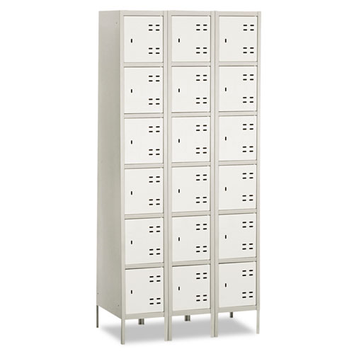 Three-Column Box Locker, 36w x 18d x 78h, Two-Tone Gray