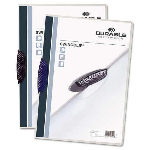 Durable® Swingclip Clear Report Cover, Swing Clip, 8.5 x 11, Black Clip, 25/Box