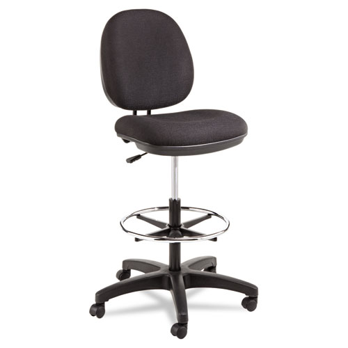 Alera Interval Series Swivel Task Stool, Supports Up to 275 lb, 23.93" to 34.53" Seat Height, Black Fabric