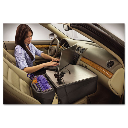 Car Desk with Laptop Mount, Supply Organizer, Gray Cartridge Savers
