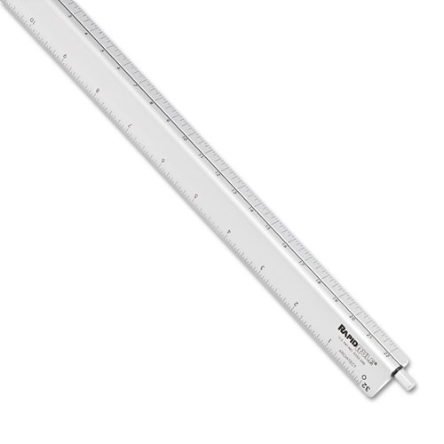 Adjustable Triangular Scale Aluminum Architects Ruler, 12" Long, Silver