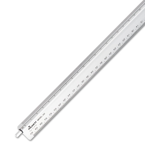 Image of Adjustable Triangular Scale Aluminum Engineers Ruler, 12", Long, Silver