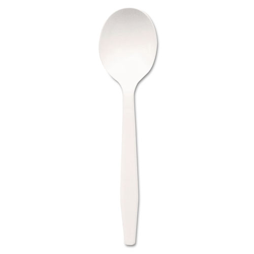 Image of Dixie® Plastic Cutlery, Mediumweight Soup Spoons, White, 1,000/Carton
