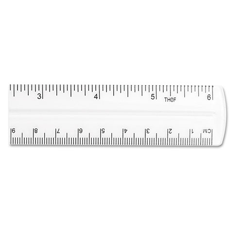 Image of Transparent Shatter-Resistant Plastic Ruler, Standard/Metric, 6" Long, Clear