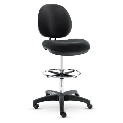 Alera Interval Series Swivel Task Stool, 33.26 Seat Height, Supports up to 275 lbs, Black Seat/Black Back, Black Base