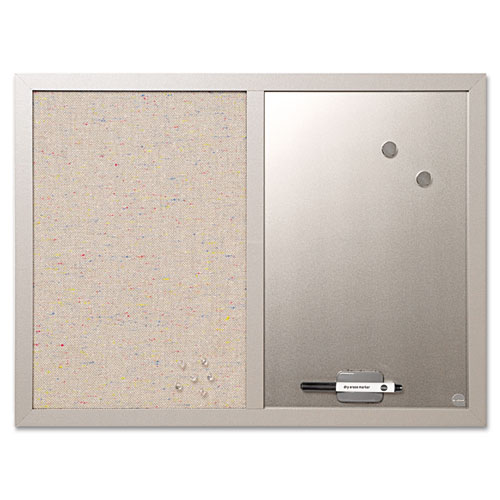 Combo Bulletin Board, Bulletin/Dry Erase, 24X18, Gray Frame | by Plexsupply