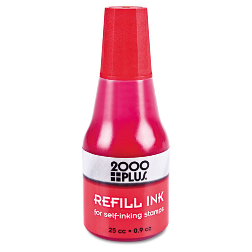 Self-Inking Refill Ink, Red, 0.9 oz. Bottle | by Plexsupply