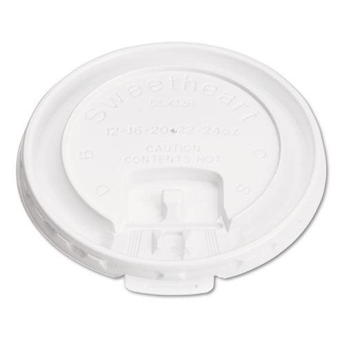 Image of Lift Back and Lock Tab Lids for Paper Cups, Fits 10 oz Cups, White, 100/Sleeve, 10 Sleeves/Carton