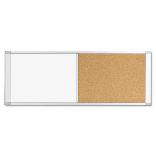 Combo Cubicle Workstation Dry Erase/cork Board, 48x18, Silver Frame
