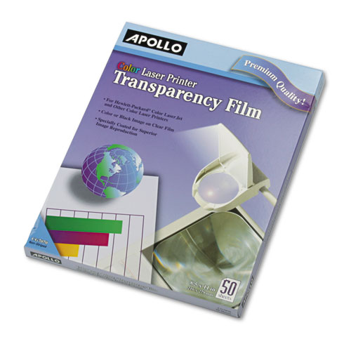 Color Laser Transparency Film, Letter, Clear, 50/Box