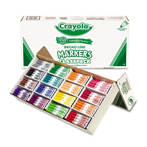 Image of Crayola® Non-Washable Marker, Broad Bullet Tip, Assorted Classic Colors, 256/Box