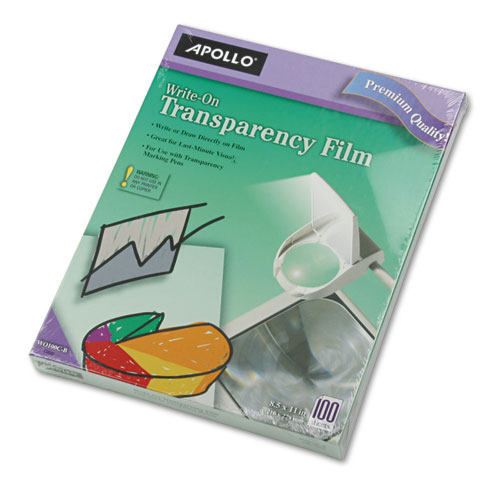 Apollo® Write-On Transparency Film, 8.5 X 11, 100/Box