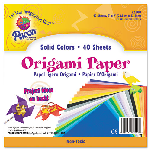 Image of Pacon® Origami Paper, 30 Lb Bond Weight, 9 X 9, Assorted Bright Colors, 40/Pack