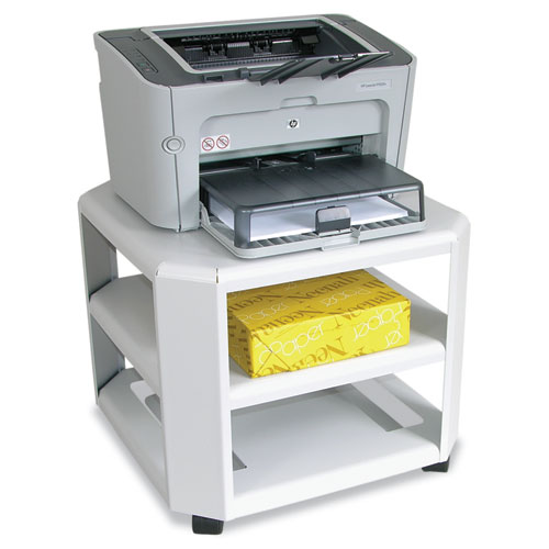 Master® Mobile Printer Stand, Three-Shelf, 17-4/5w x 17-4/5d x 14-3/4h, Platinum