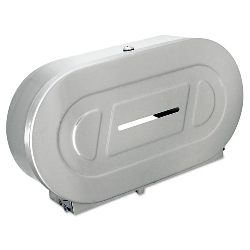 Image of Toilet Tissue 2 Roll Dispenser, Jumbo, 20.81 x 5.31 x 11.38, Satin-Finish Stainless Steel