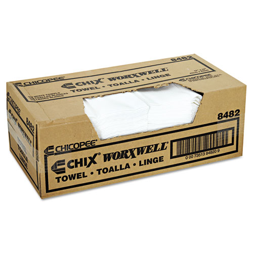 Image of Chicopee® Durawipe Shop Towels, 17 X 17, Z Fold, White, 100/Carton