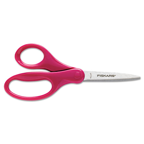 Image of Fiskars® Kids/Student Scissors, Pointed Tip, 7" Long, 2.75" Cut Length, Assorted Straight Handles